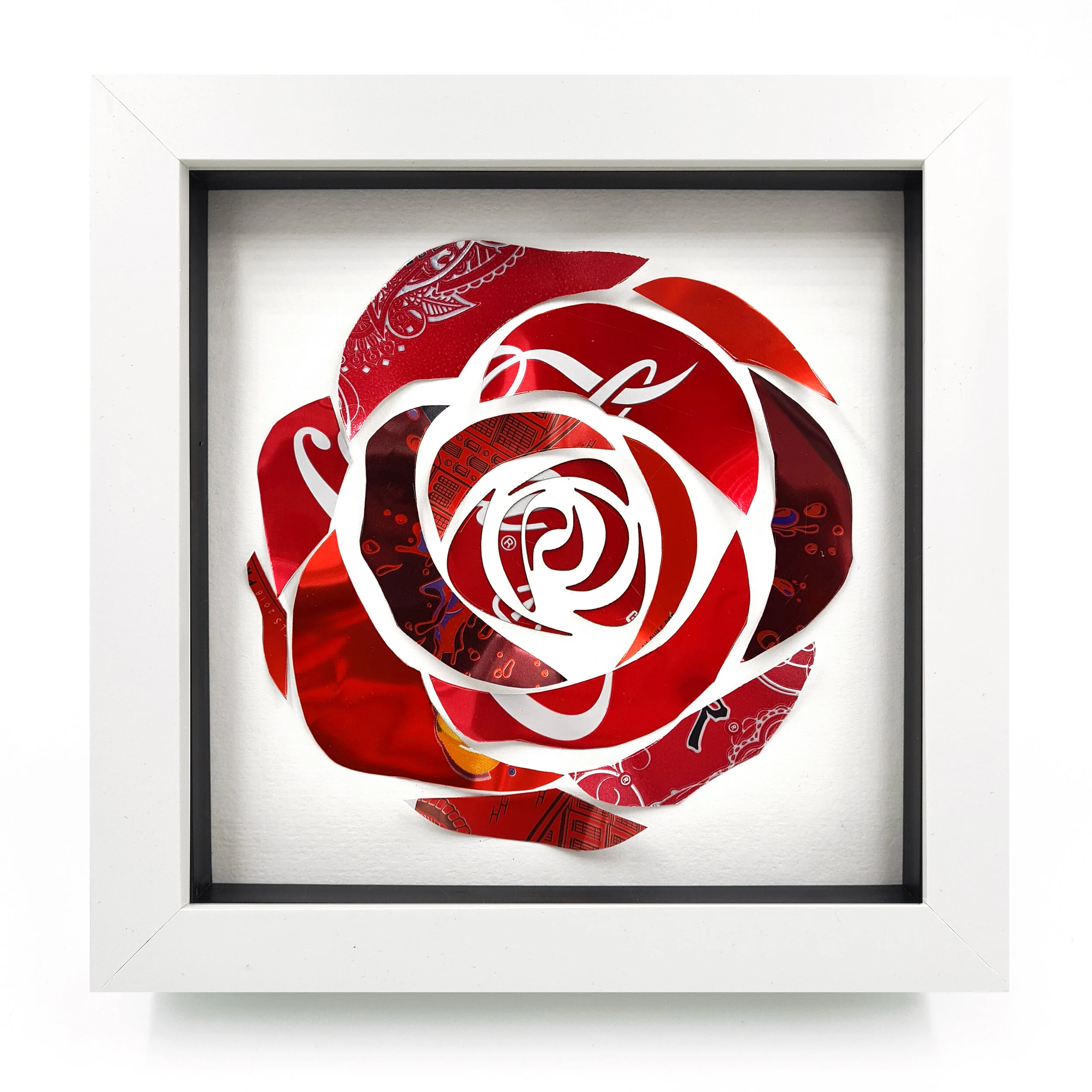 絵画 Red Rose Red Rose upcycled framed artwork — Sarah Turner Eco Art & Design